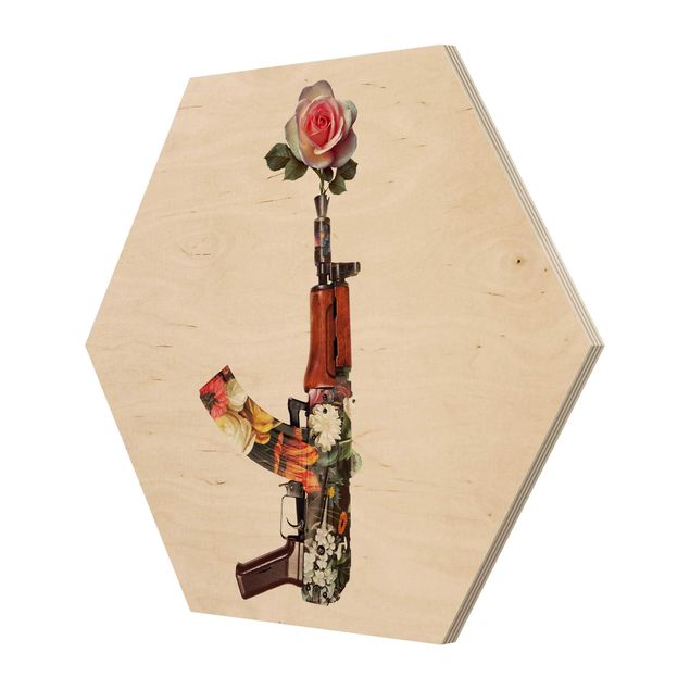 Wooden hexagon - Weapon With Rose