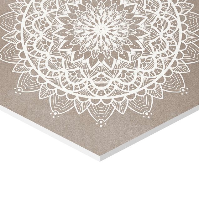 Forex hexagon - Mandala Illustration Shabby Set Beige White