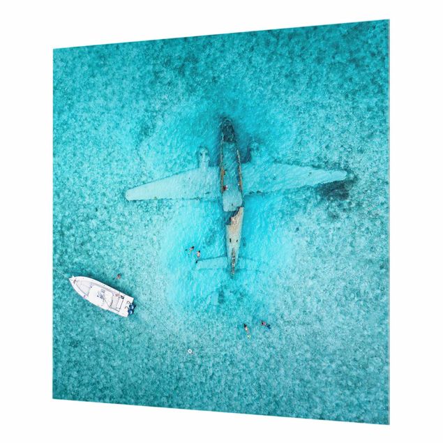 Splashback - Top View Airplane Wreckage In The Ocean - Square 1:1