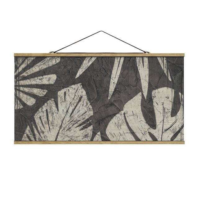 Fabric print with poster hangers - Palm Leaves Dark Grey Backdrop