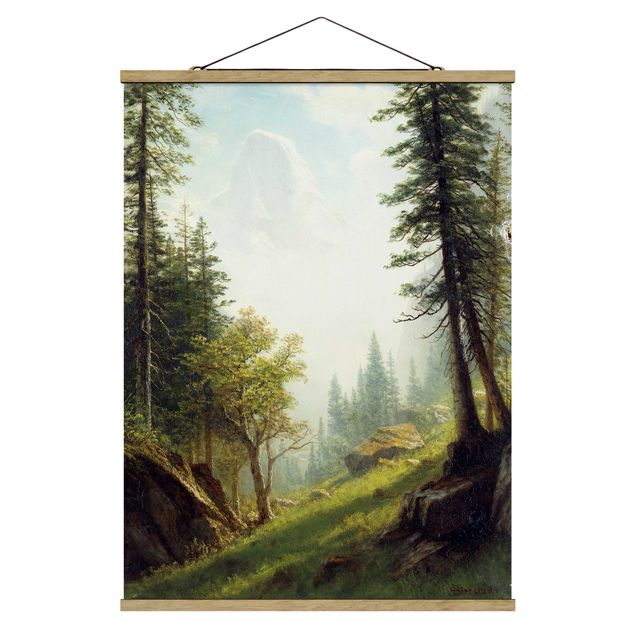 Fabric print with poster hangers - Albert Bierstadt - Among the Bernese Alps