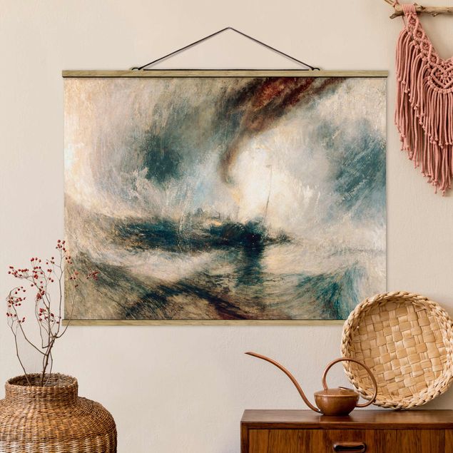 Fabric print with poster hangers - William Turner - Snow Storm - Steam-Boat Off A Harbour’S Mouth
