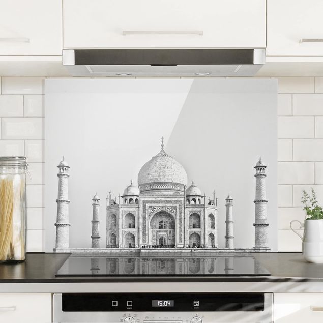 Glass splashback architecture and skylines Taj Mahal In Gray