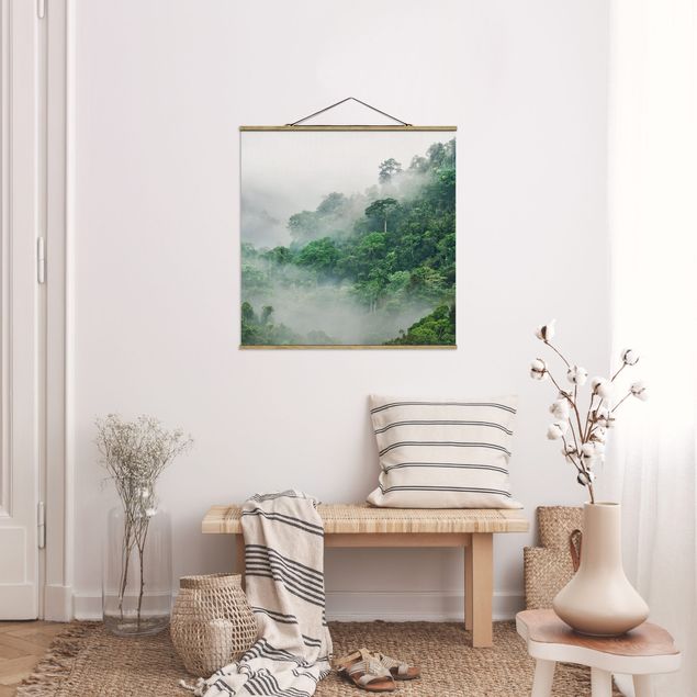 Fabric print with poster hangers - Jungle In The Fog