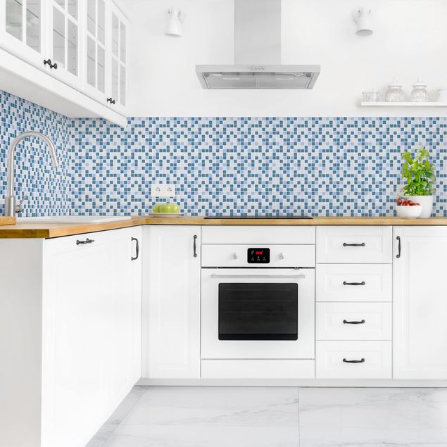 Kitchen splashback tiles Mosaic Tiles Blue Gray