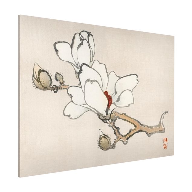 Magnetic memo board - Asian Vintage Drawing White Magnolia