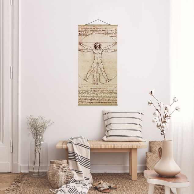 Fabric print with poster hangers - Da Vinci