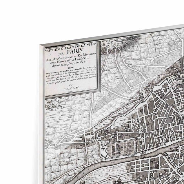 Splashback - Vintage Map City Of Paris Around 1600 - Landscape format 4:3