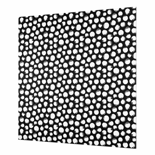 Splashback - White Ink Polka Dots On Black - Square 1:1