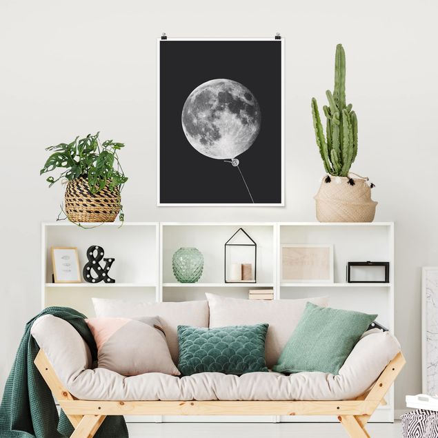 Poster art print - Balloon With Moon