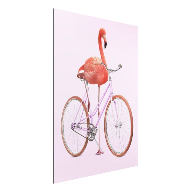 Alu dibond Flamingo With Bicycle