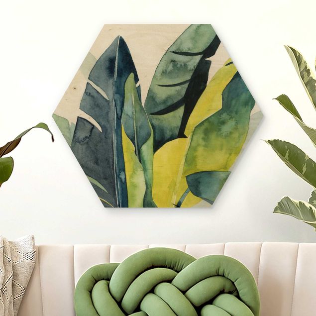 Wooden hexagon - Tropical Foliage - Banana