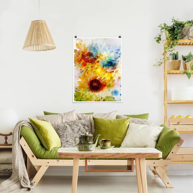Poster flowers - Watercolour Flowers Sunflowers