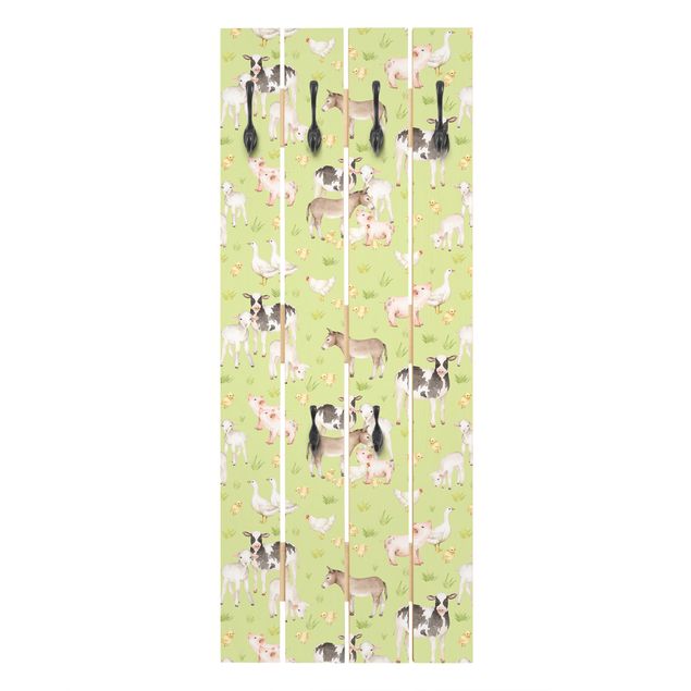 Coat rack - Green Meadow With Cows And Chickens