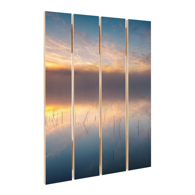 Print on wood - Sunrise Swedish Lake