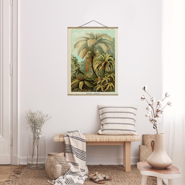 Fabric print with poster hangers - Botany Vintage Illustration Leaves Ferns