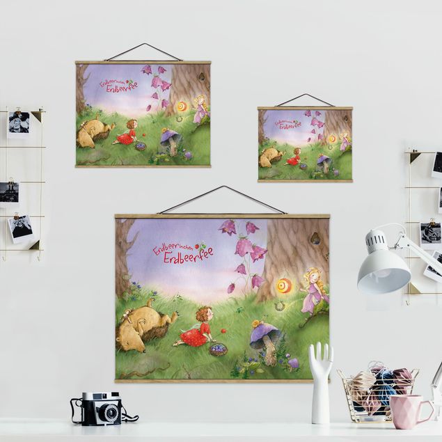 Fabric print with poster hangers - Little strawberry strawberry fairy- In The Forest