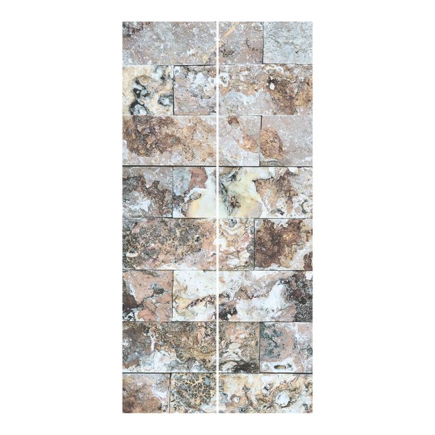 Sliding panel curtains set - Natural Marble Stone Wall
