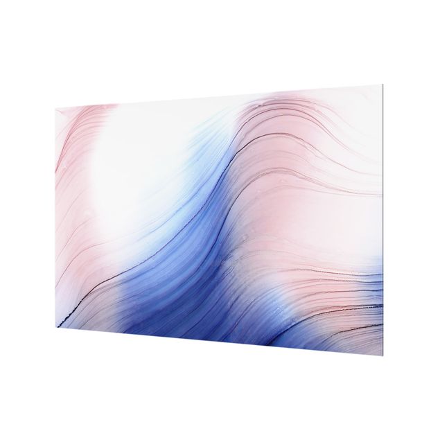 Splashback - Mottled Colours Blue With Light Pink - Landscape format 3:2