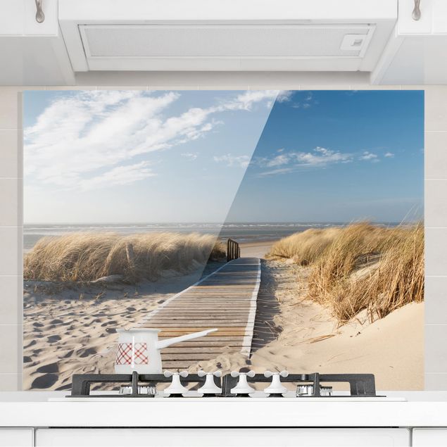 Glass splashback kitchen landscape Baltic Sea Beach