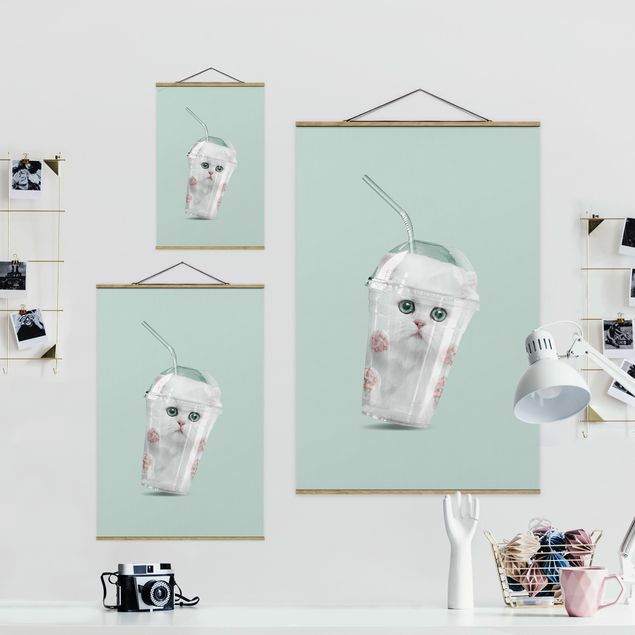 Fabric print with poster hangers - Shake With Cat