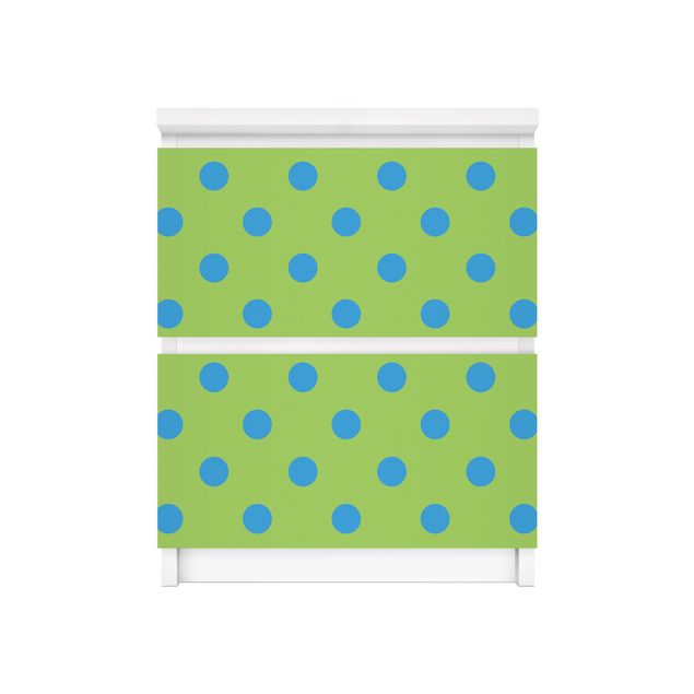 Adhesive film for furniture IKEA - Malm chest of 2x drawers - No.DS92 Dot Design Girly Green