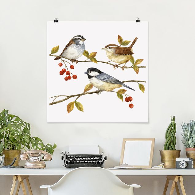 Poster - Birds And Berries - Tits