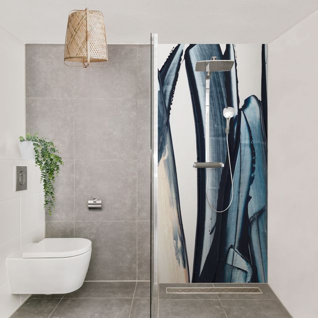 Shower wall cladding - Blue And Beige Stripes