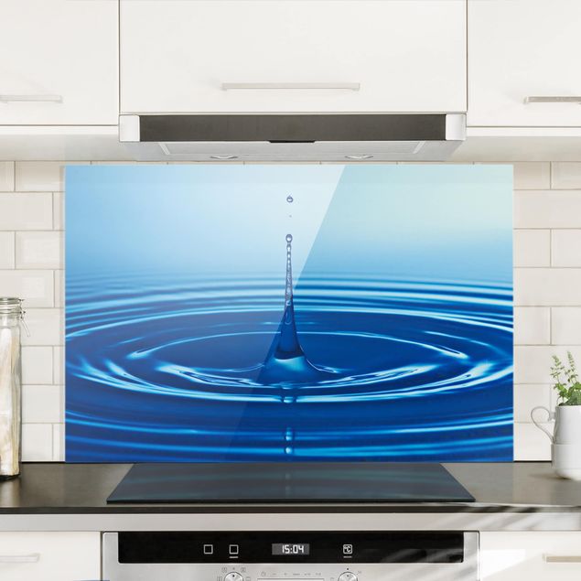 Glass splashback kitchen abstract Drop With Waves
