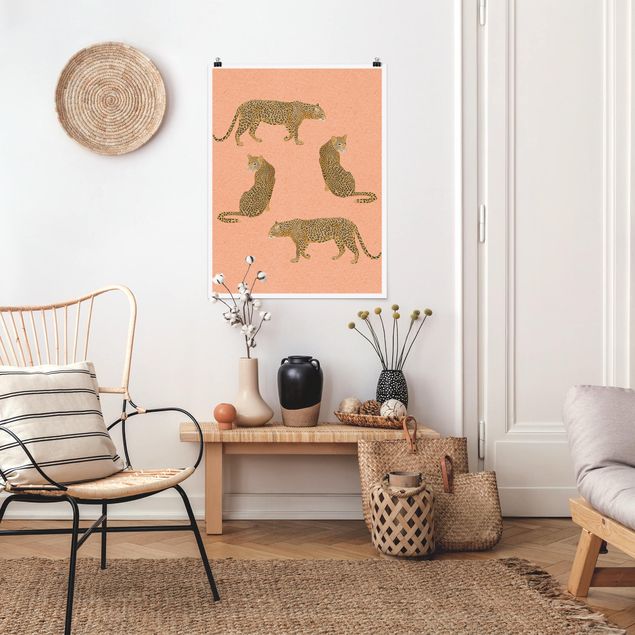 Poster - Illustration Leopard Pink Painting