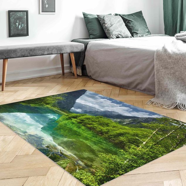 modern area rugs Mountain Lake With Reflection
