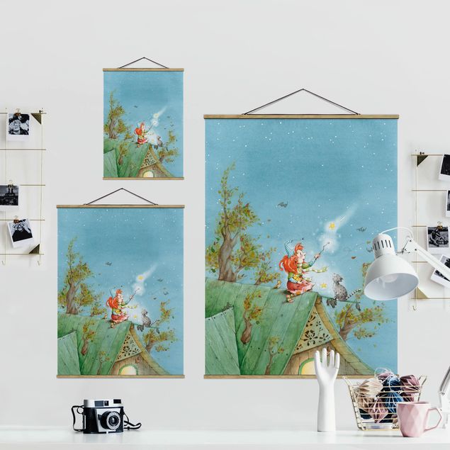 Fabric print with poster hangers - Frida And Cat Pumpernickel Set The Star Free