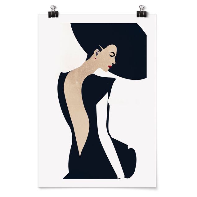 Poster - Lady With Hat Dark Blue