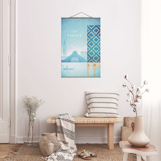 Fabric print with poster hangers - Travel Poster - Venice