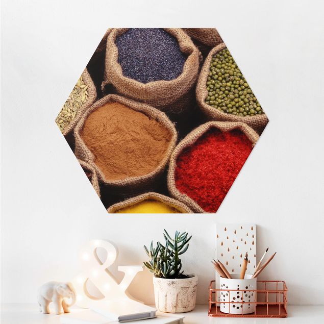 Alu-Dibond hexagon - Colourful Spices