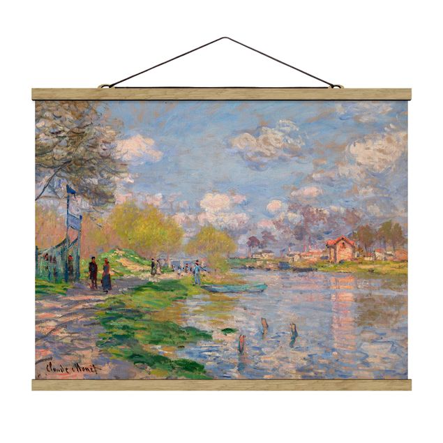 Fabric print with poster hangers - Claude Monet - Spring On The Seine