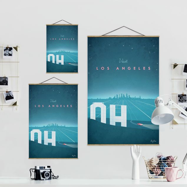 Fabric print with poster hangers - Travel Poster - Los Angeles