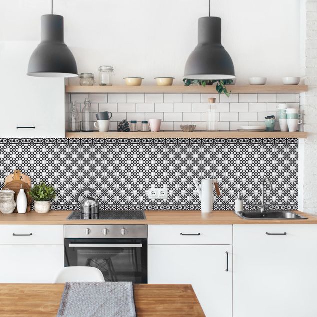 Kitchen splashback tiles Geometrical Tile Mix Hearts Black