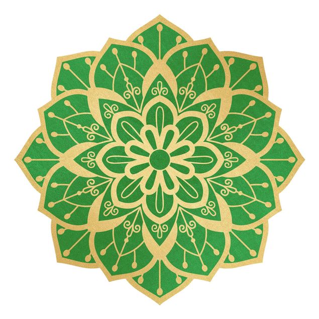 Spiritual wall art stickers Mandala Flower Pattern Gold Green