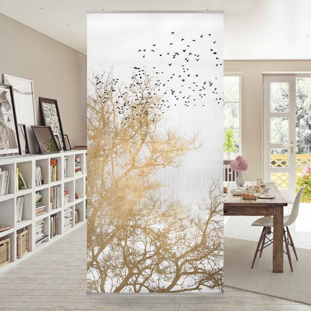 Room divider - Flock Of Birds In Front Of Golden Tree