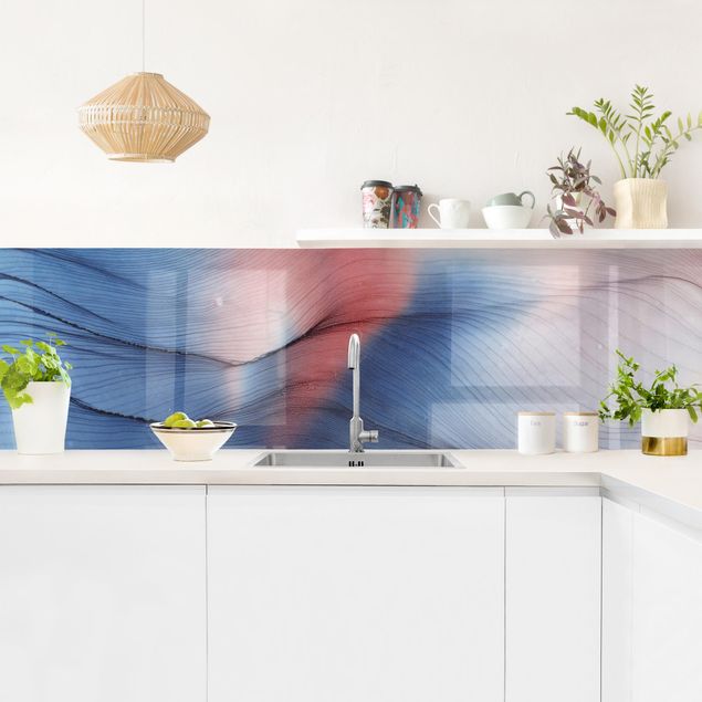 Kitchen wall cladding - Mottled Colour Dance In Blue With Red