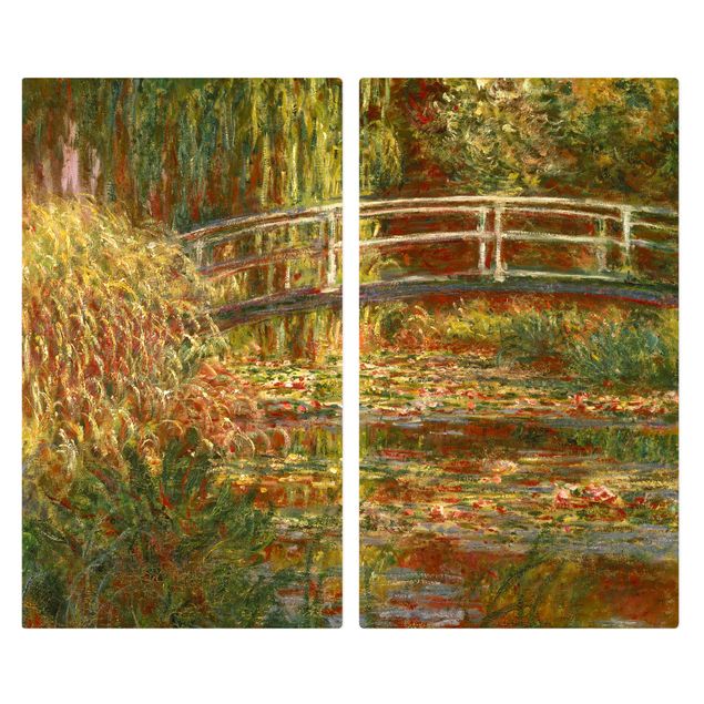 Glass stove top cover - Claude Monet - Waterlily Pond And Japanese Bridge (Harmony In Pink)