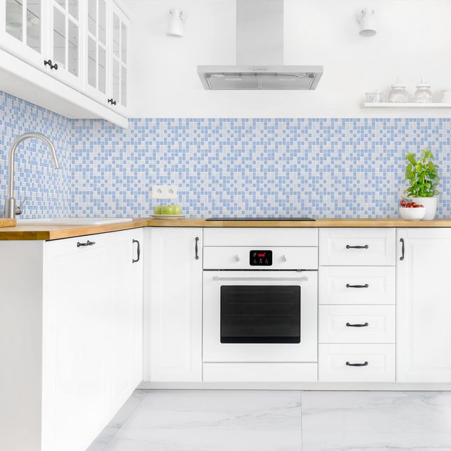 Kitchen splashback tiles Mosaic Tiles Light Blue