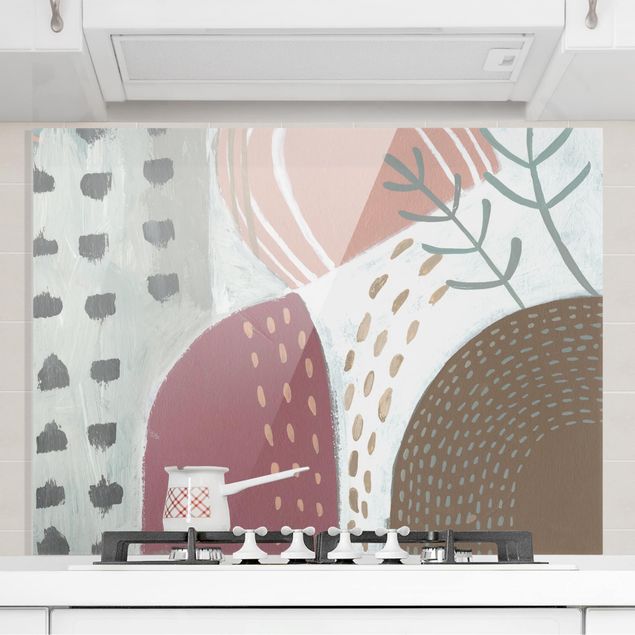 Glass splashback abstract Carnival Of Shapes In Berry I