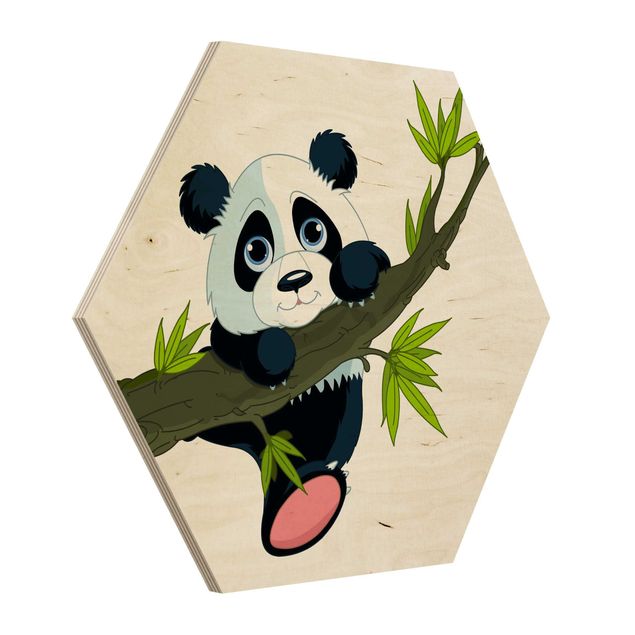 Wooden hexagon - Climbing Panda