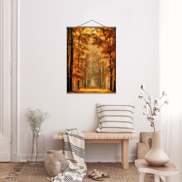 Fabric print with poster hangers - Enchanted Forest In Autumn