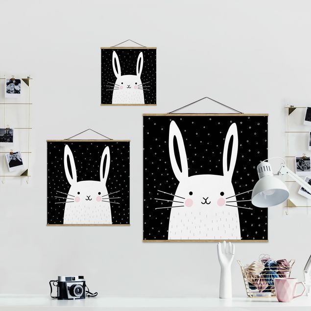 Fabric print with poster hangers - Zoo With Patterns - Hase