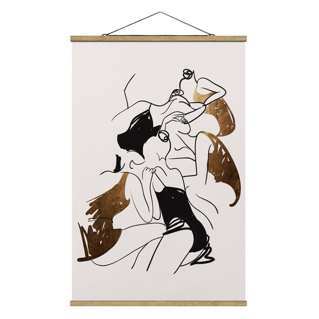 Fabric print with poster hangers - Dancers Gold