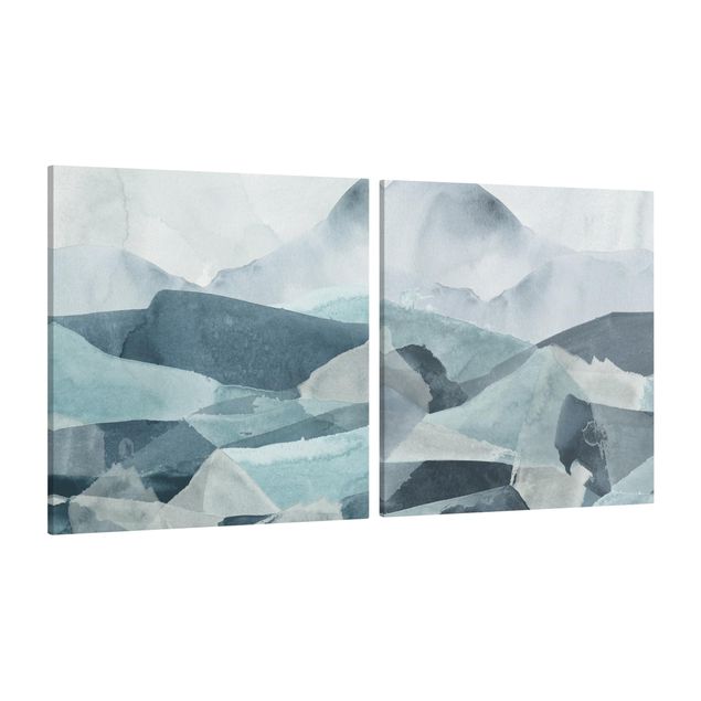 Print on canvas - Waves In Blue Set I