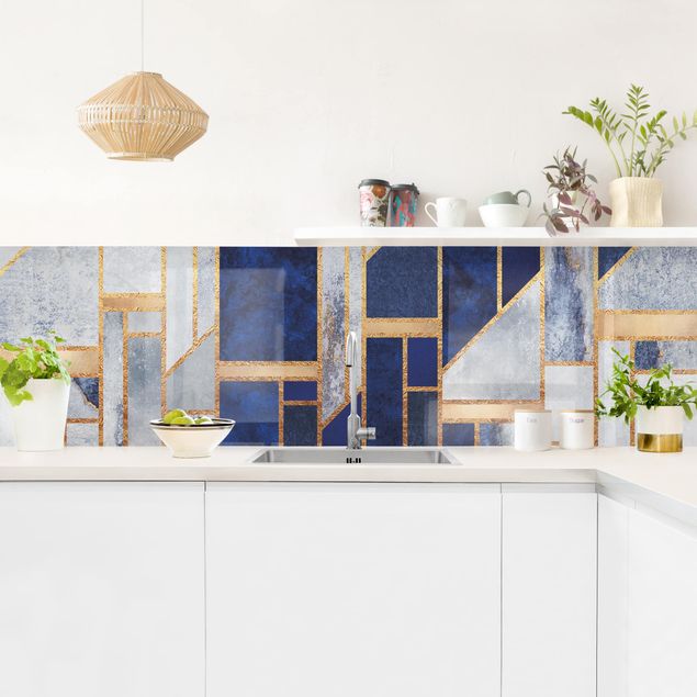 Kitchen splashback abstract Geometric Shapes With Gold